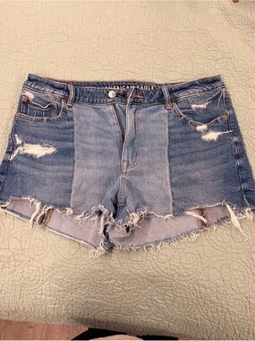 American Eagle Outfitters Medium Blue Distressed Denim Cutoff Shorts